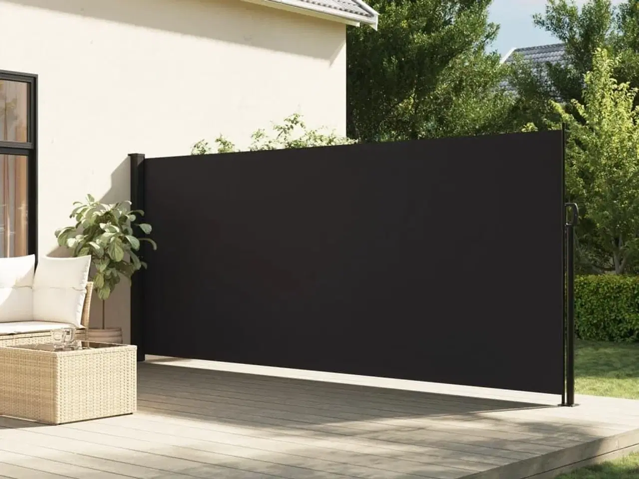 Billede 1 - Sammenrullelig sidemarkise 160 x 600 cm sort