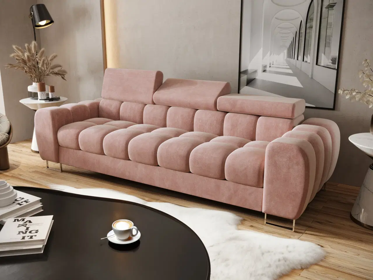 Billede 1 - ASPER III  3-PER. SOFA 265 CM PINK TERRA 61