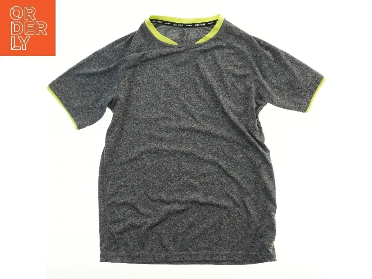 Billede 1 - Grå t-shirt med grønne detaljer fra H&M sport (str. S)