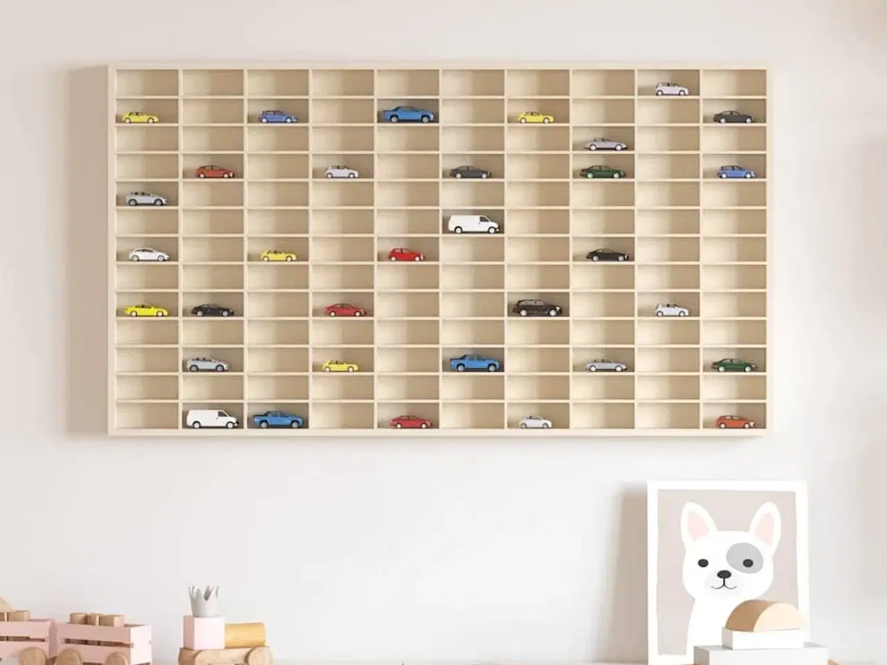 Billede 1 - Vægdisplaykasse med hylde Beige 98 x 4,5 x 55 cm Konstrueret træ