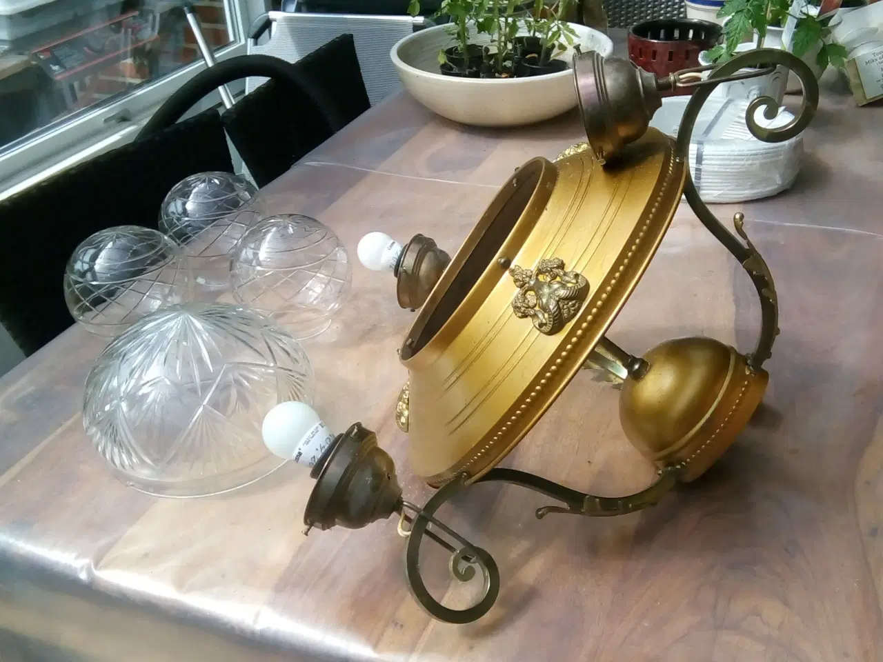 Billede 3 - Art Nouveau lysekrone med 4 pærer
