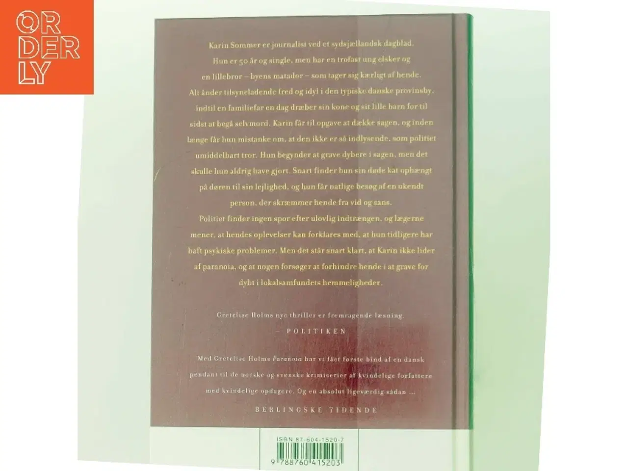 Billede 3 - Paranoia : kriminalroman af Gretelise Holm (f. 1946) (Bog)
