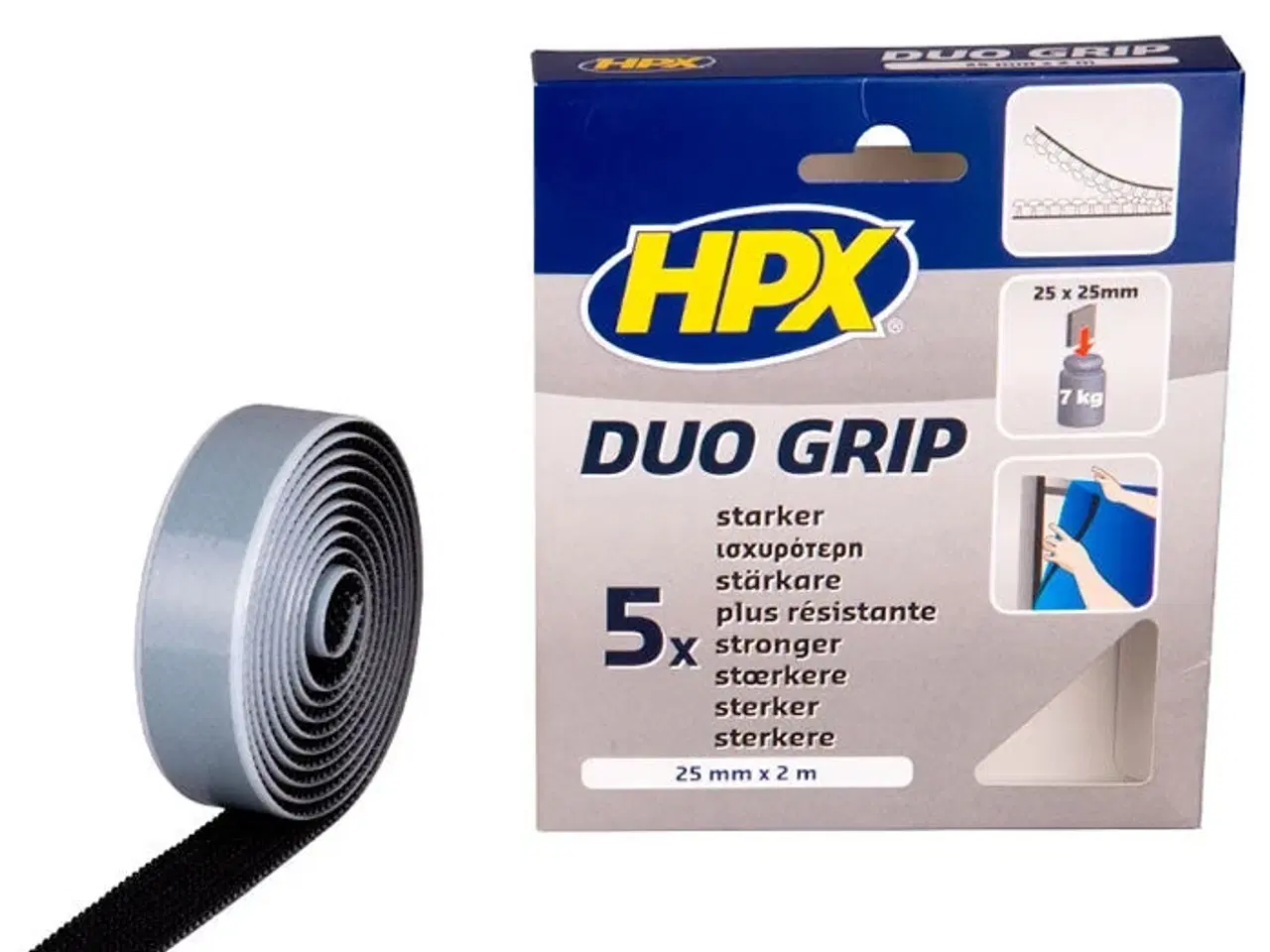 Billede 1 - HPX duo grip - sort selvklæbende velcobånd 25mm x 2 m