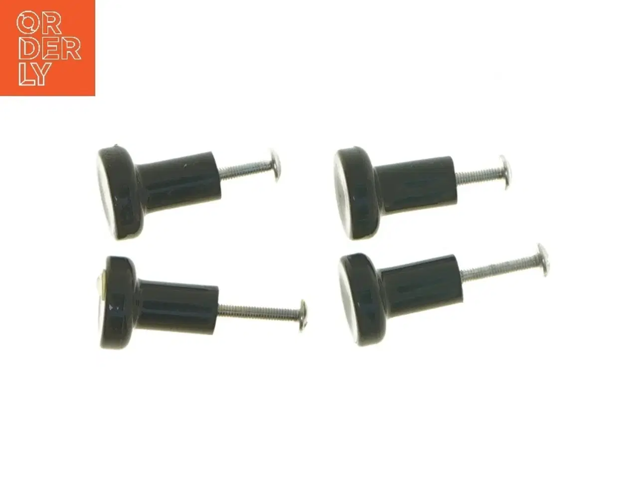 Billede 1 - Sorte møbelknopper med skruer (str. 4 styk, 3 cm)