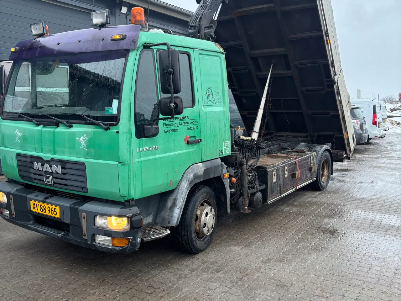 Billede 2 - Man Lastbil med kran og tiplad