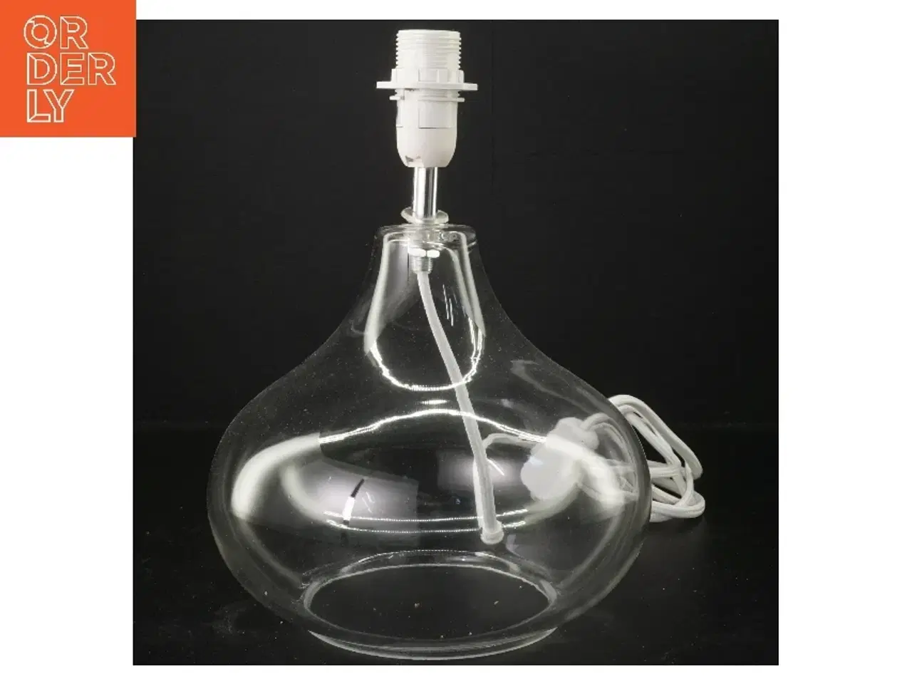 Billede 1 - Elegant glaslampe med stofledning (str. Ø 20 cm)