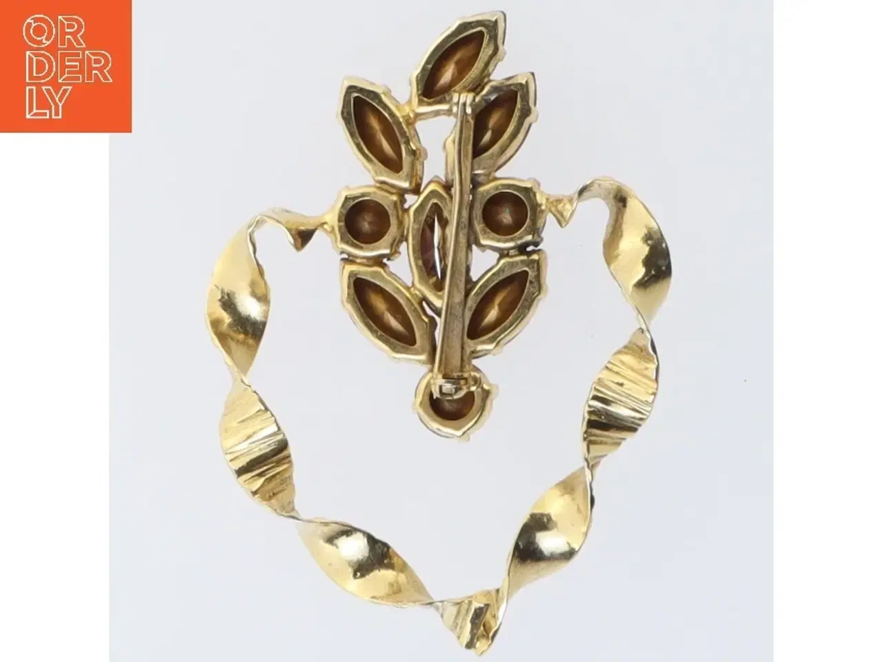 Billede 1 - Vintage broche med farvede sten (str. 7 x 5 cm)