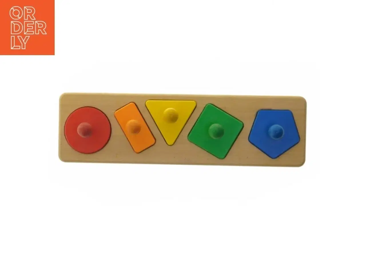 Billede 2 - Træ-puslespil med farvede former (str. 36x10 cm)