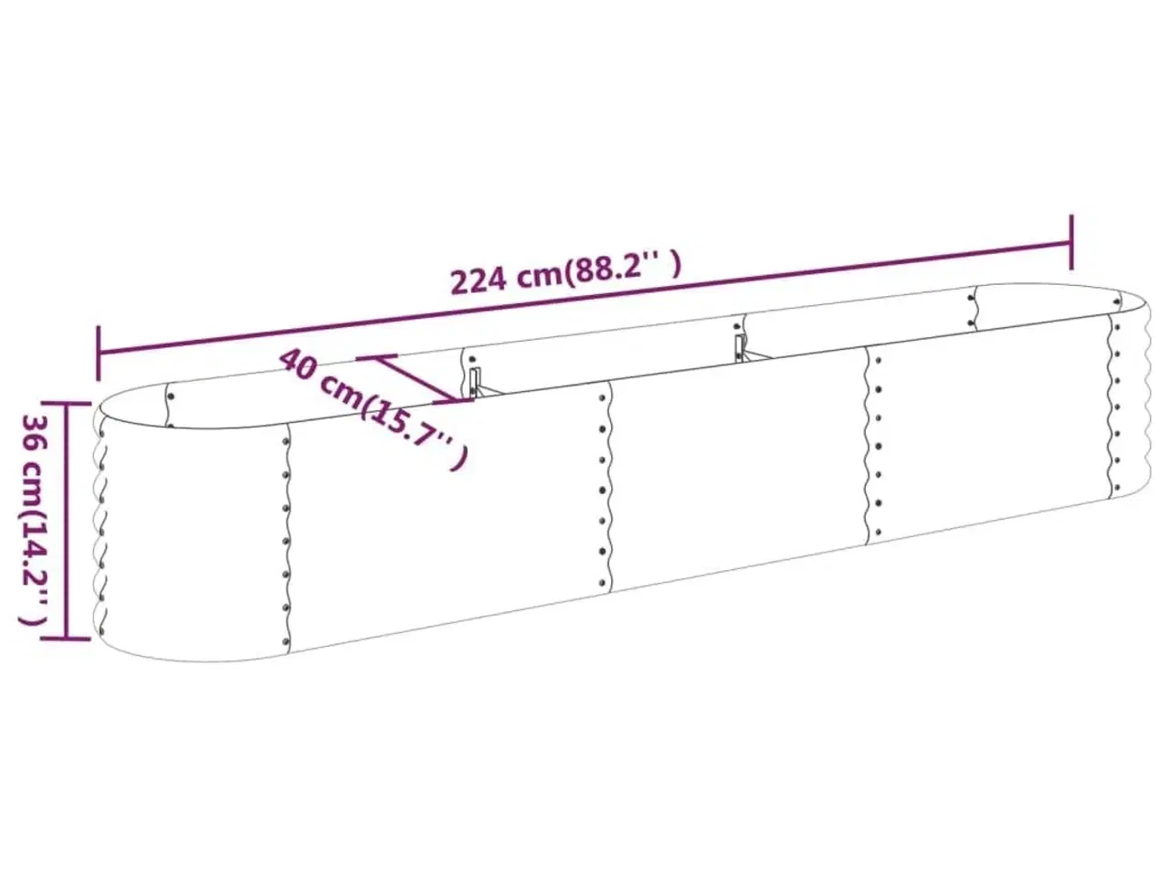 Billede 6 - Plantekasse 224x40x36 cm galvaniseret stål antracitgrå