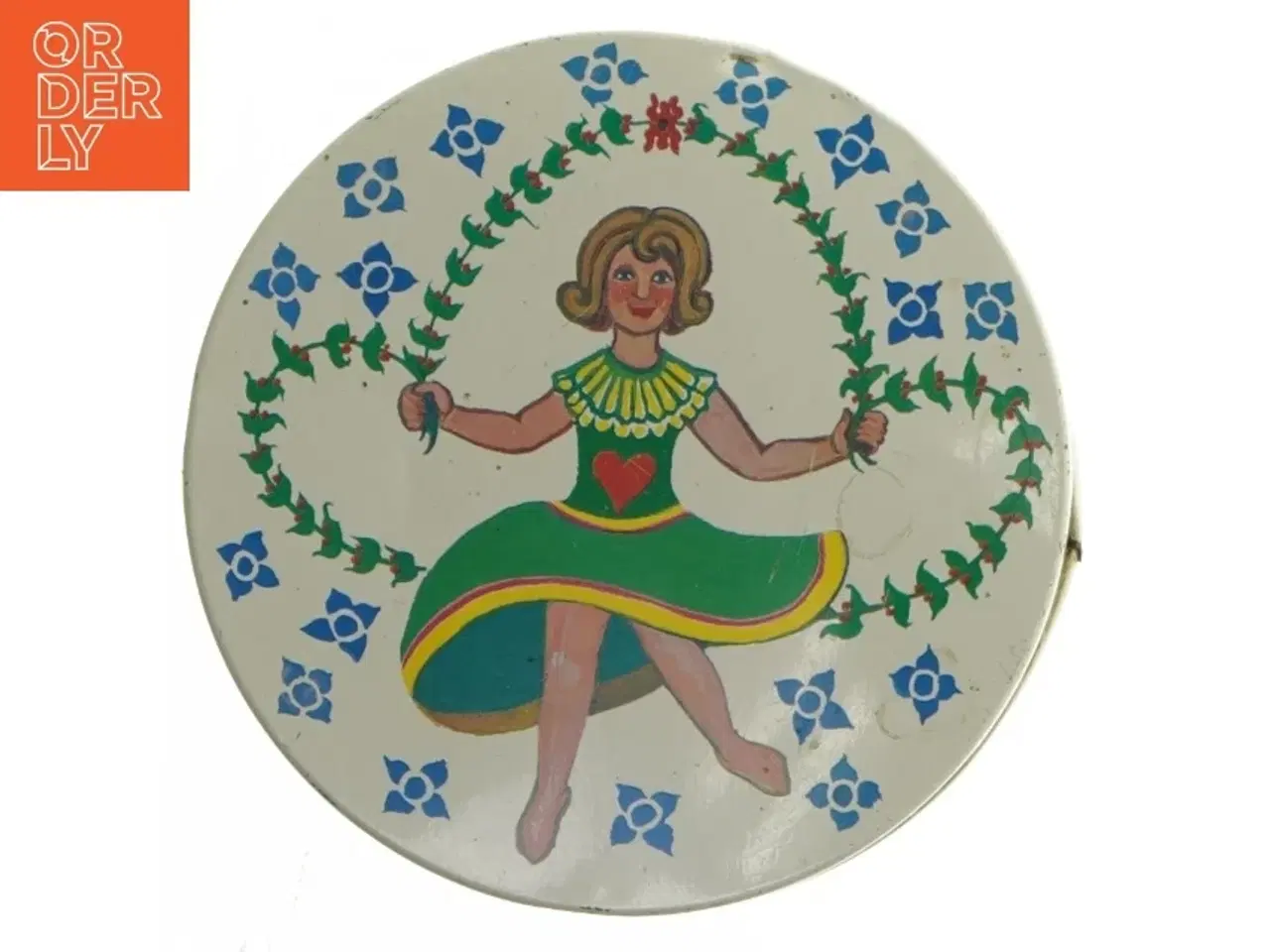 Billede 4 - Dekorativ metaldåse med illustrationer fra Irma (str. Ø. 11. cm. længde. 15 cm)