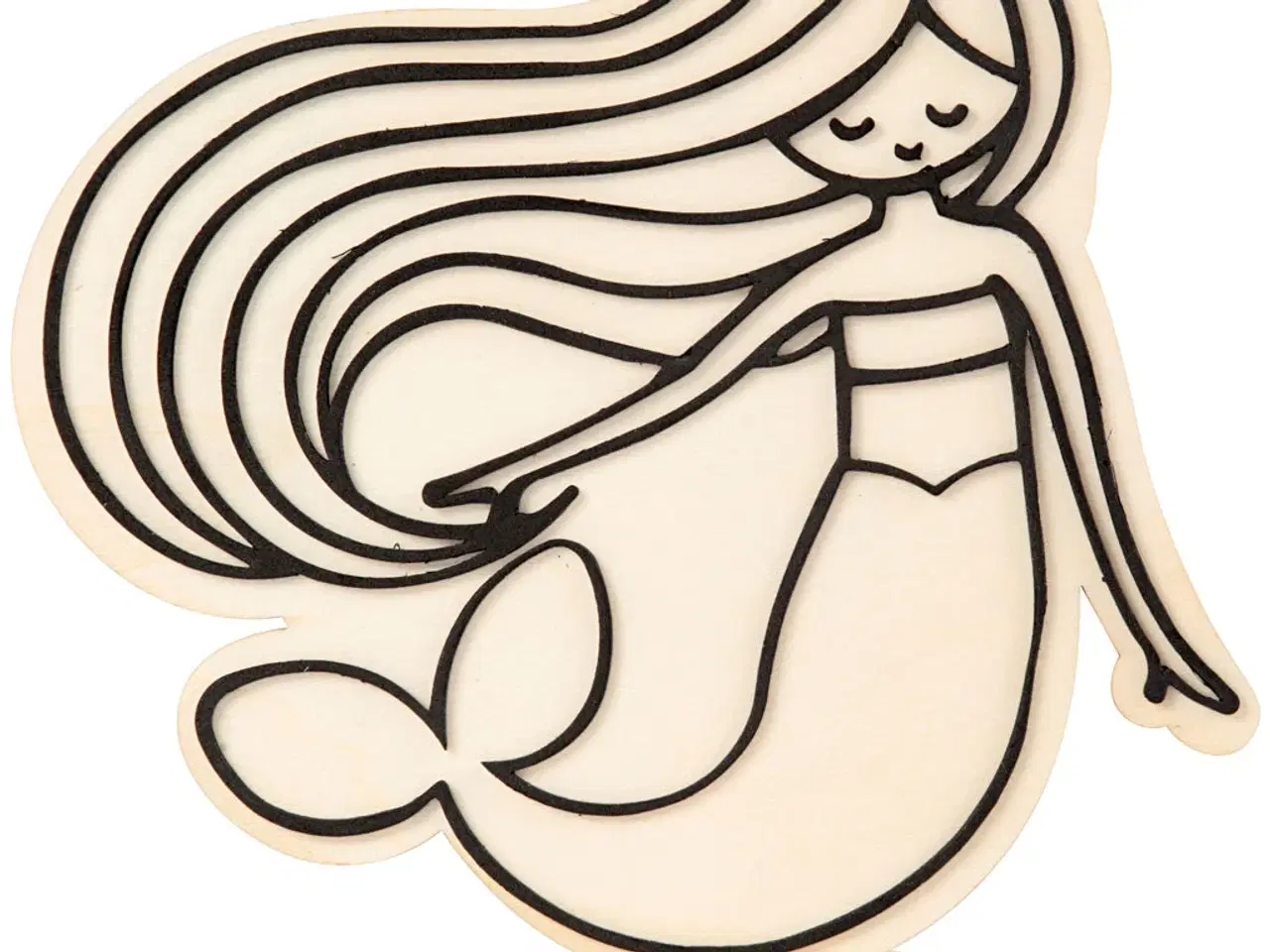 Billede 1 - Havfrue Dekorationsfigur - 18 cm, Træ & Mosgummi