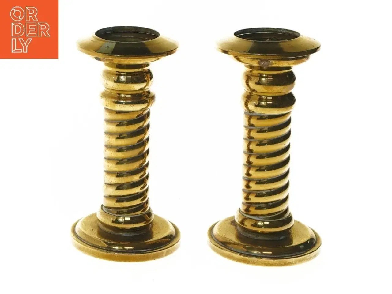 Billede 1 - To messing lysestager (str. 2 stk 13,5 cm)