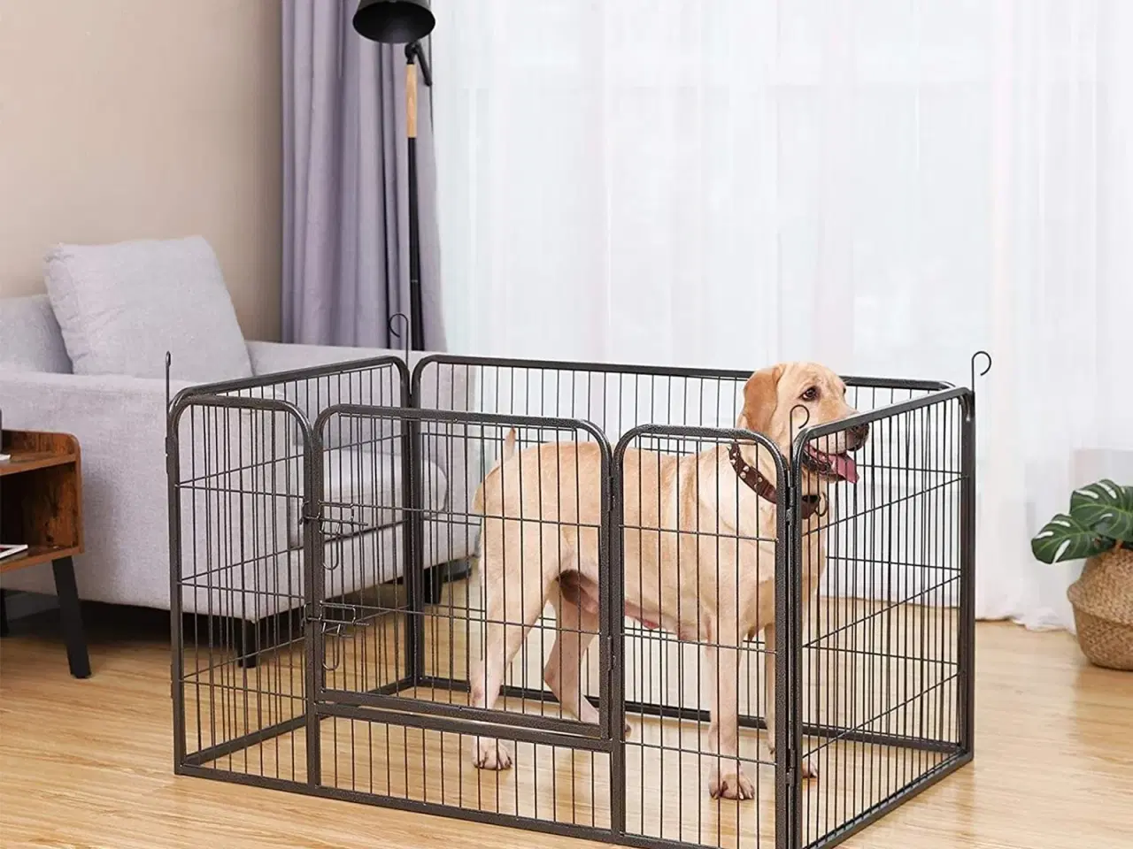 Billede 3 - Hvalpegård / hundeløbegård i metal – grå, 122 × 70 × 80 cm (PPK04GY)