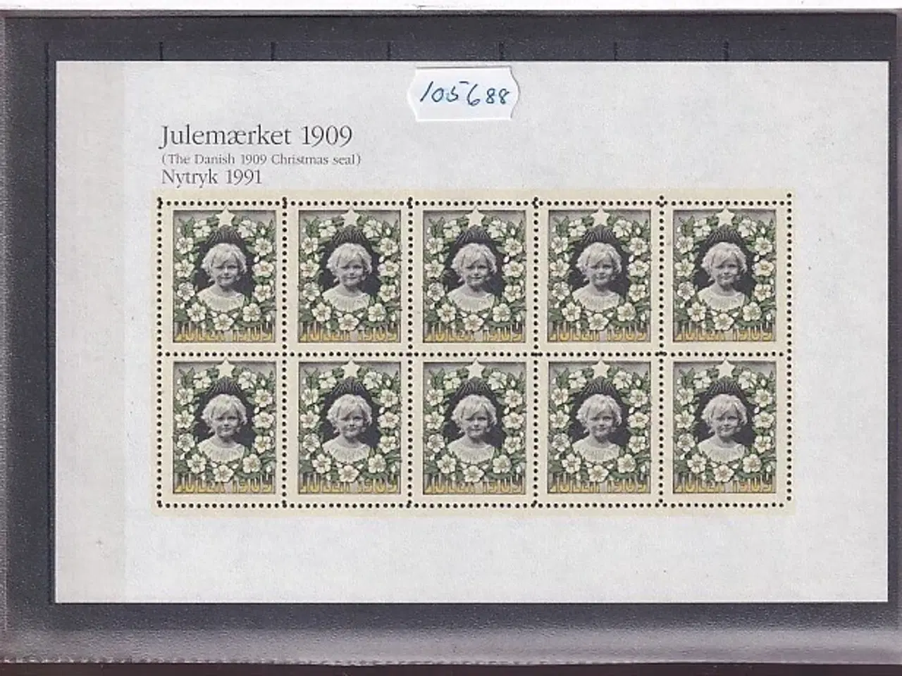 Billede 1 - Danmark julemærkeark nytryk 1909/91 - POSTFRISK