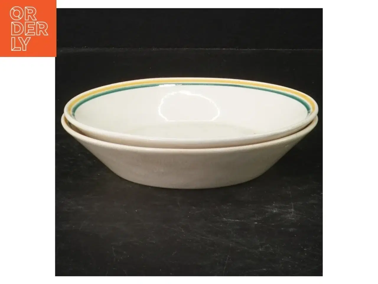 Billede 1 - Keramisk skål med kantbånd (str. 2 styk. ø. 14,5 cm)