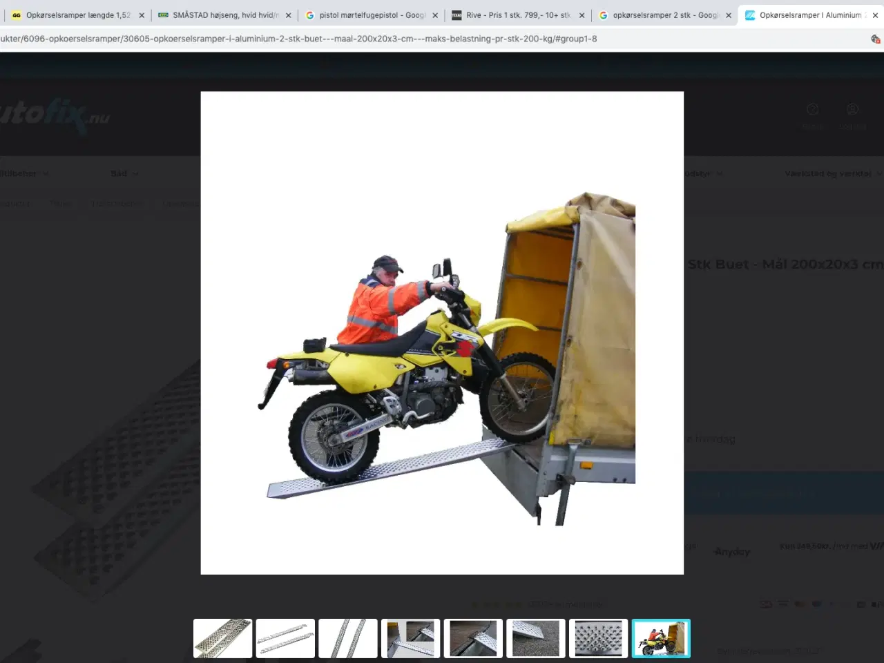 Billede 2 - Opkørselsramper I Aluminium 2 Stk Buet - Mål 200x2