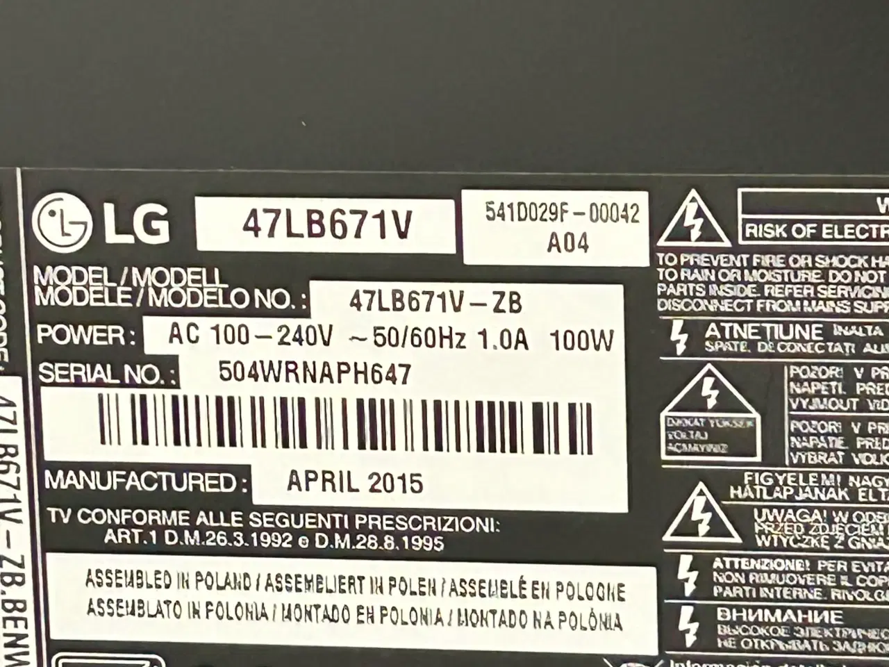 Billede 3 - 47” LG FLAT TV 47LB671V