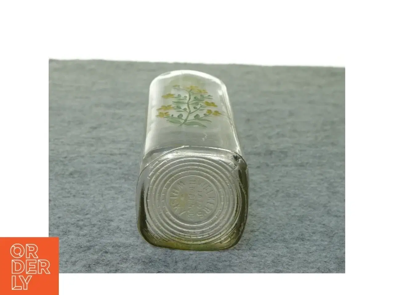 Billede 5 - Gammel flaske vase med blomstermotiv (str. 27 x 7 cm)
