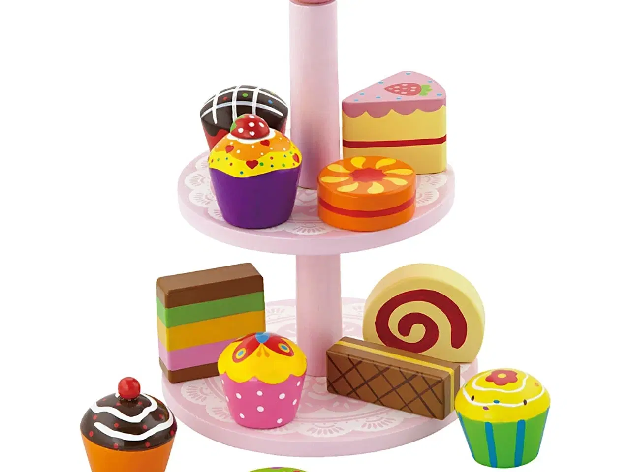 Billede 1 - VIGA Cupcakes med Kagestativ - Kreativ Leg for Børn