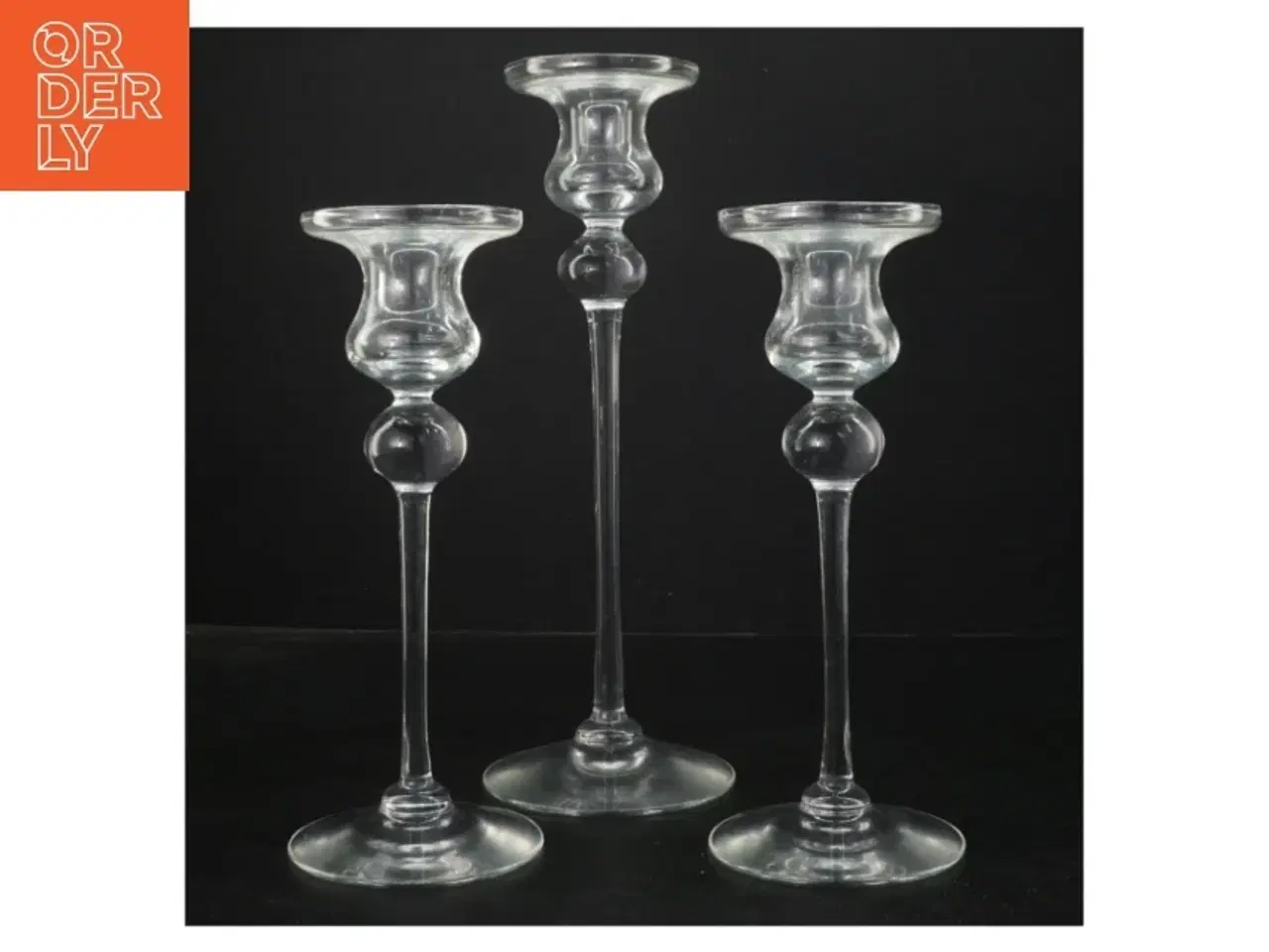 Billede 1 - Glas lysestager holmegård/royal copenhagen (str. Ø 8 cm længde 22,5 & 29 cm)