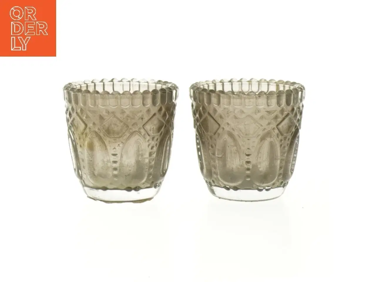 Billede 1 - Lysestager i glas (str. Ø 7 cm længde 6,5 cm)