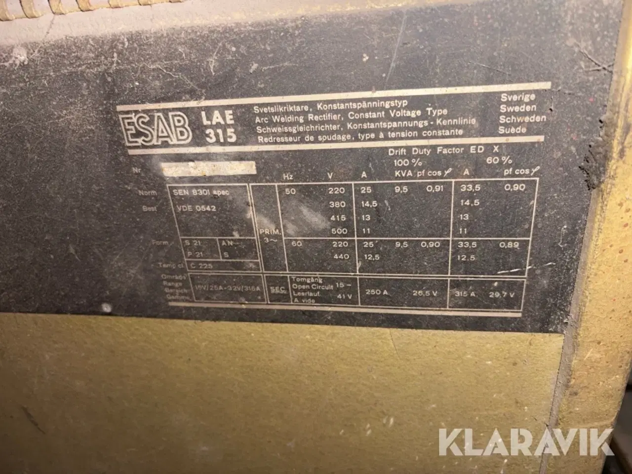 Billede 5 - Svejser ESAB A10-MVC30 LAE 315