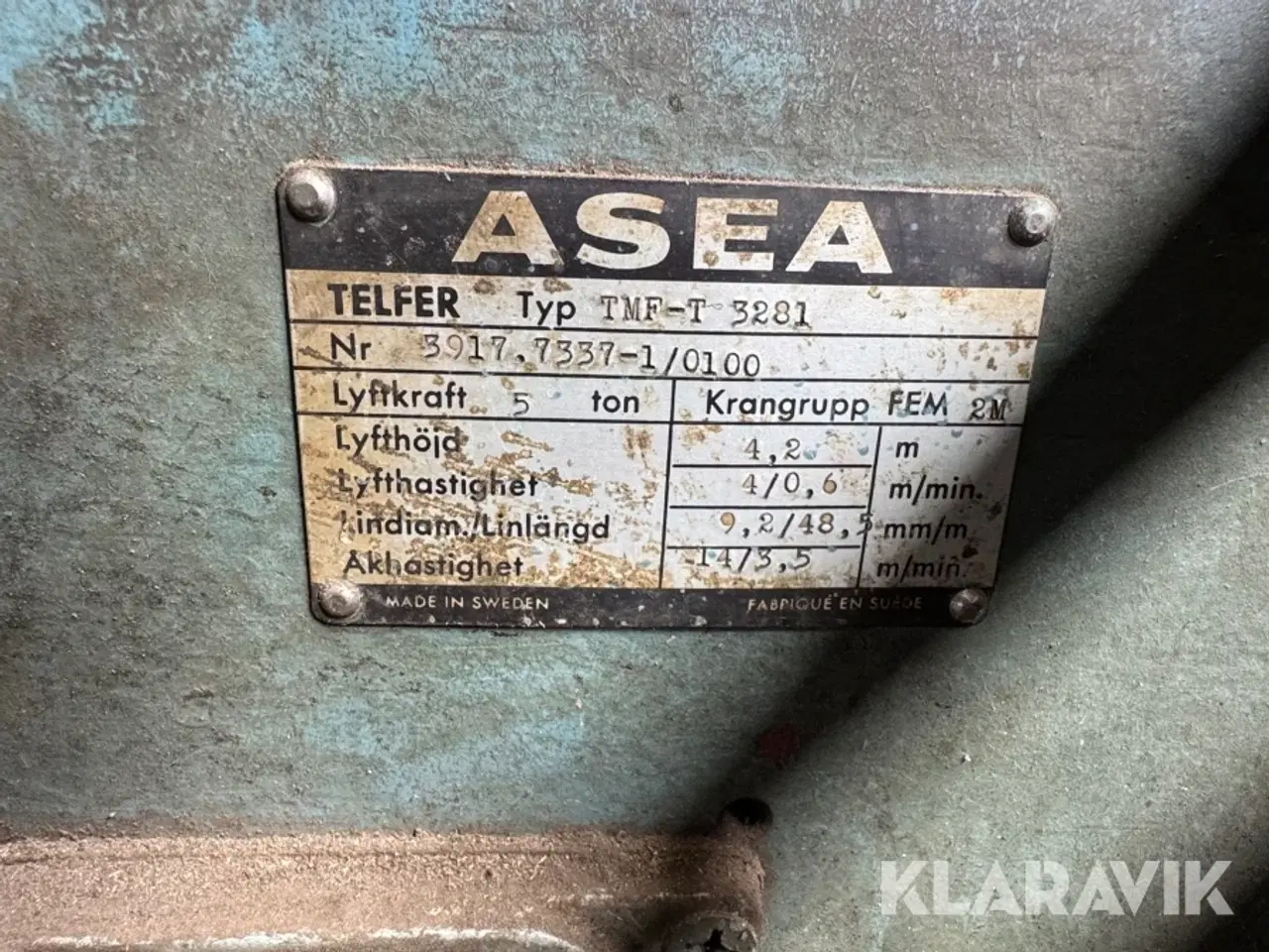 Billede 11 - Elektrisk Spil til loftskran ASEA TMF-T 3281