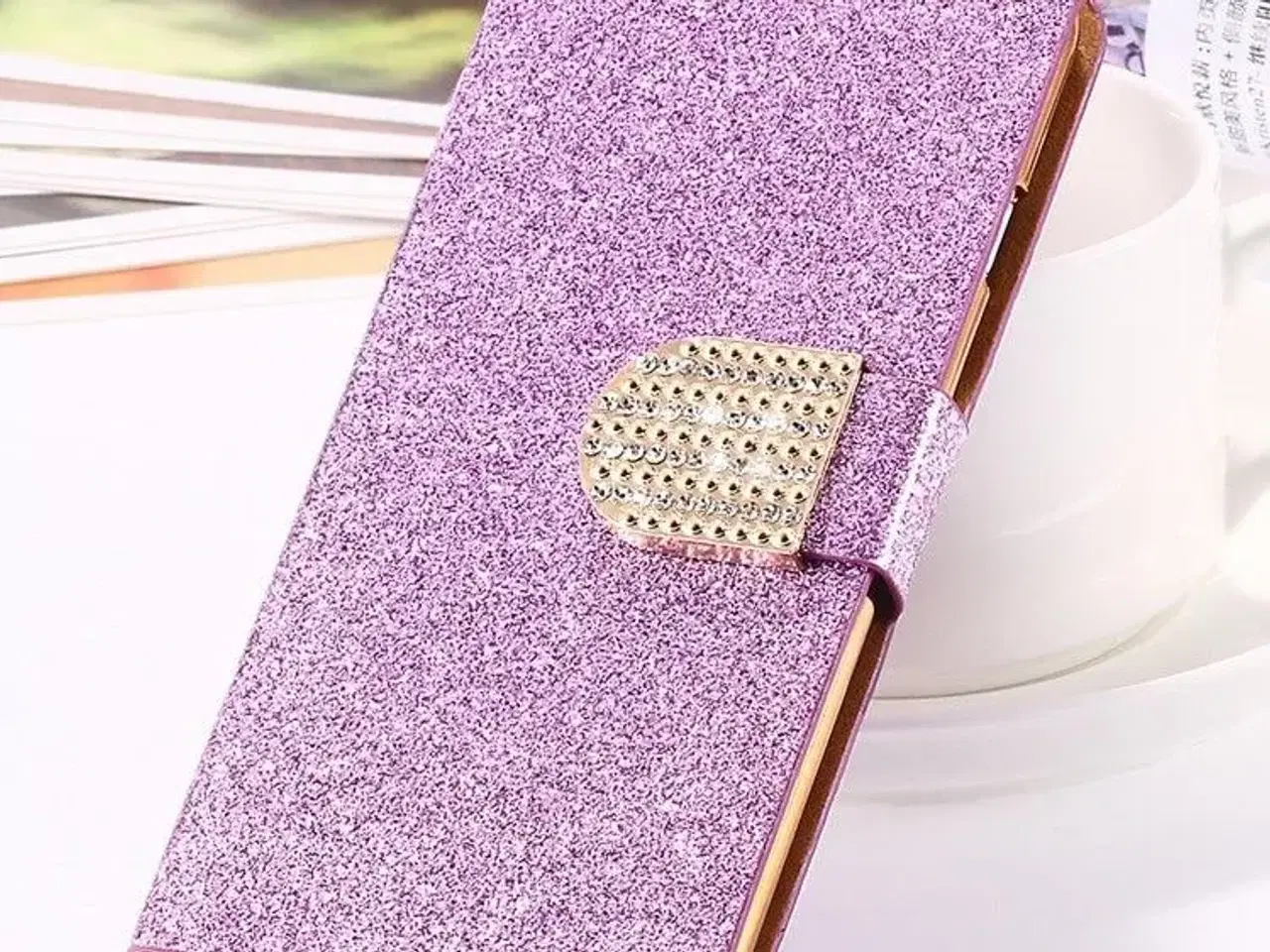 Billede 7 - Lilla glimmer flip cover iPhone 