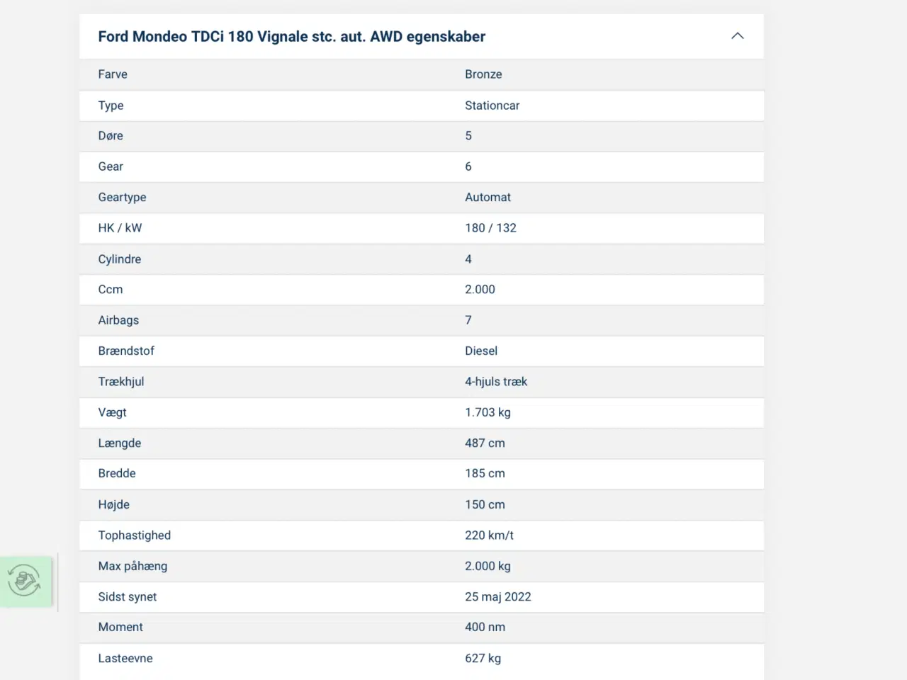 Billede 2 - Ford Mondeo vignale 4 wd