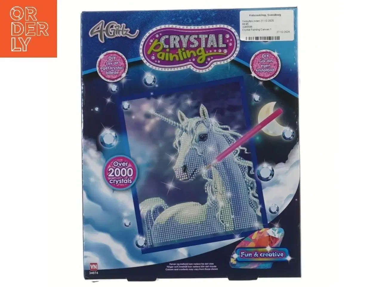 Billede 1 - Krystal maleri sæt med enhjørning fra 4Girlz (str. 26x21 cm)