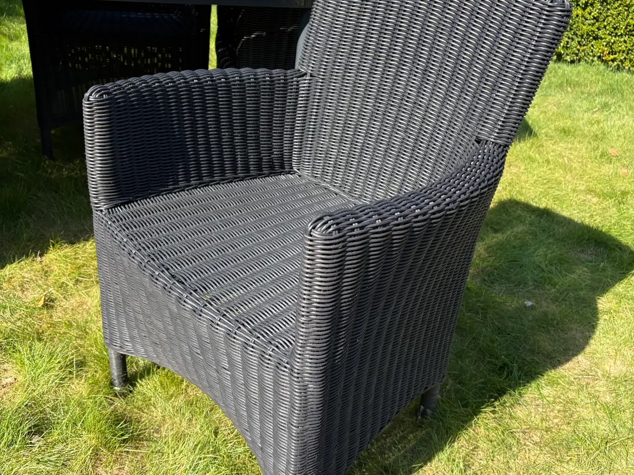 Billede 4 - Havebord i træ med stålben med 6 polyrattan-stole