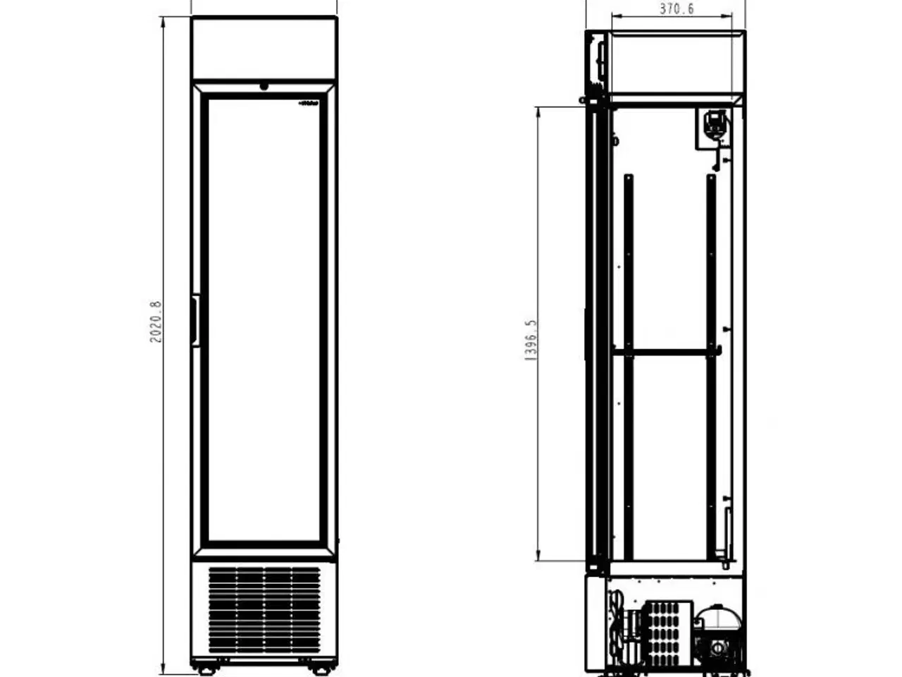 Billede 2 - Display køleskab – med glas dør 450x497x2024 mm