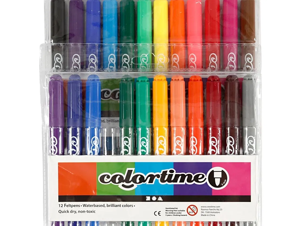 Billede 1 - Colortime Tusch, streg 5 mm, ass. farver, 24 stk./ 1 pk.