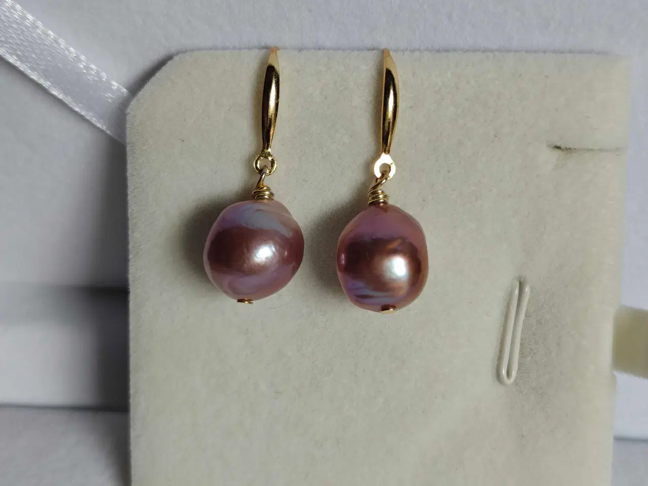 Billede 4 - Perleøreringe, forgyldt sølv