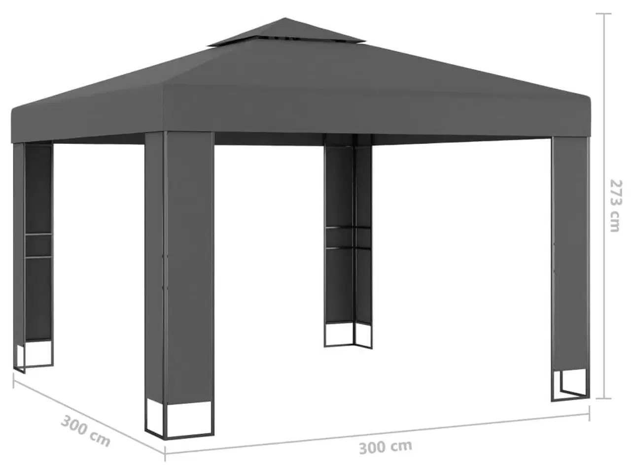 Billede 4 - Pavillon med dobbelttag 3x3 m antracitgrå