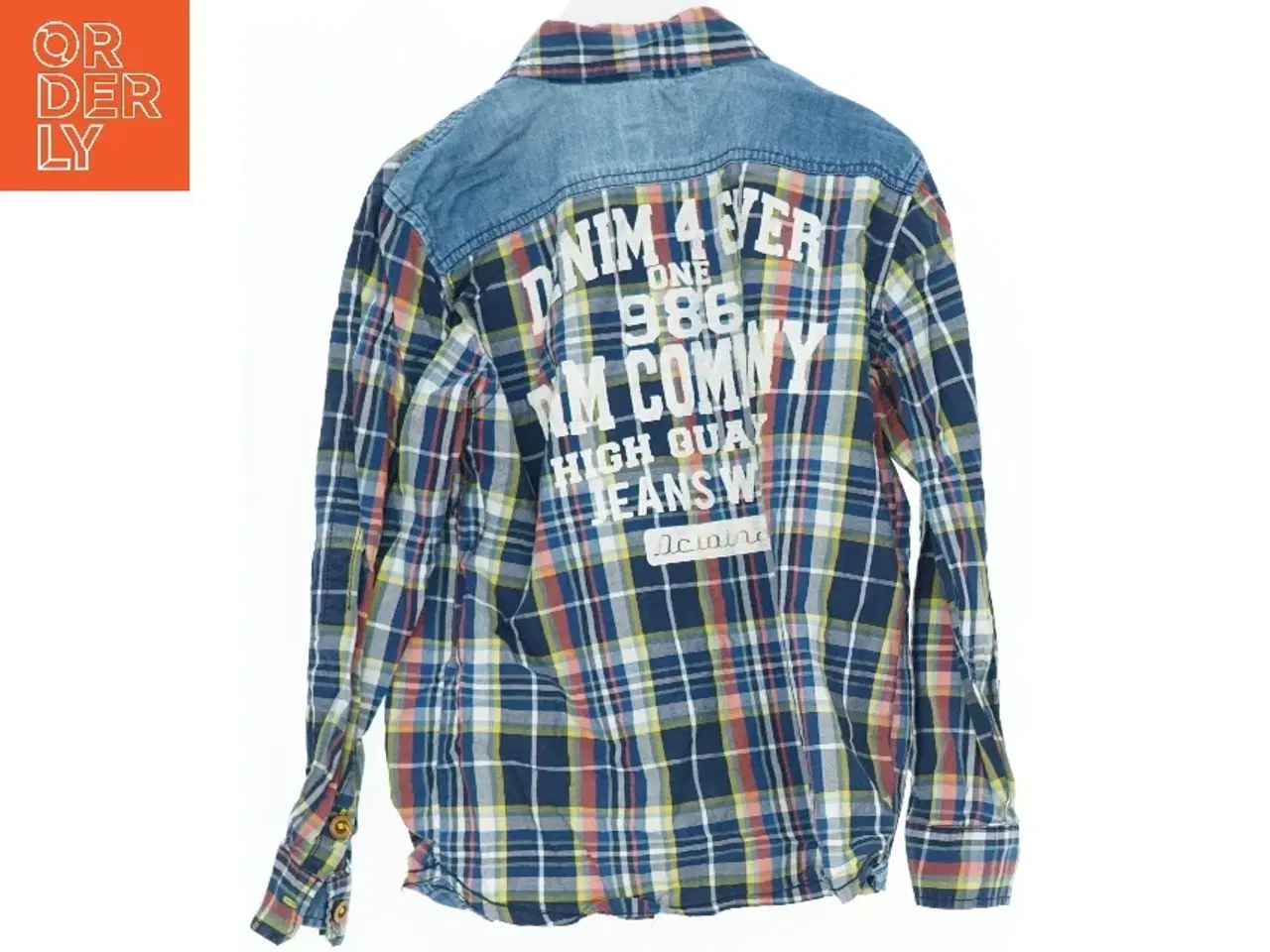 Billede 2 - Ternet skjorte med denim detaljer fra Name It (str. 128)