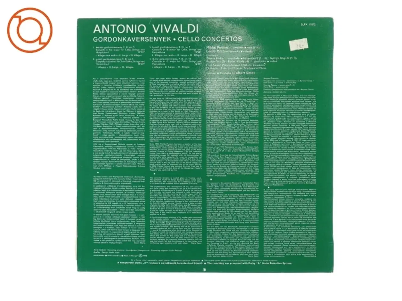 Billede 2 - Vivaldi, Cello concerti fra Hungaraton (str. 30 cm)