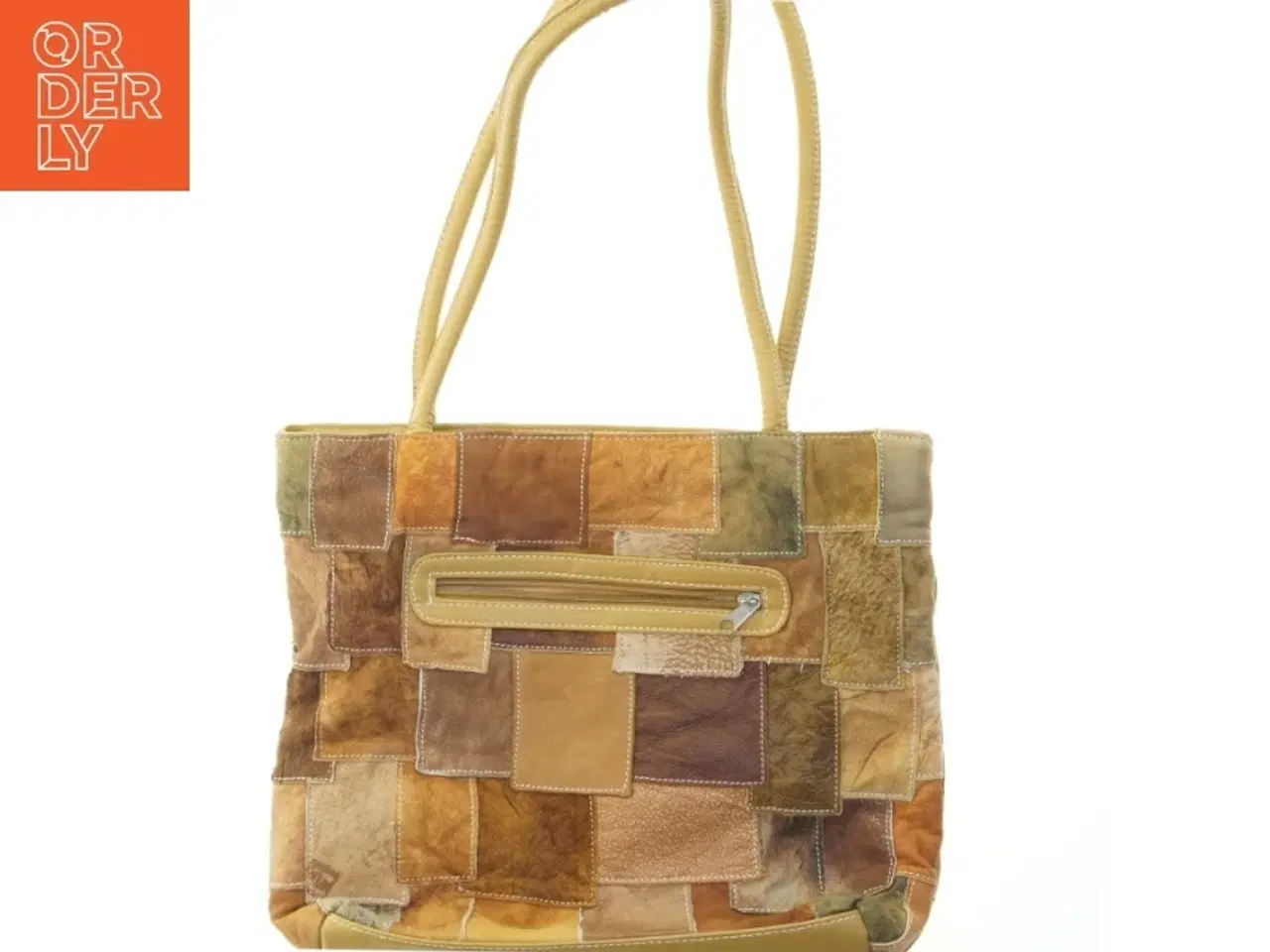 Billede 1 - Læder patchwork taske (str. 31x36 cm)