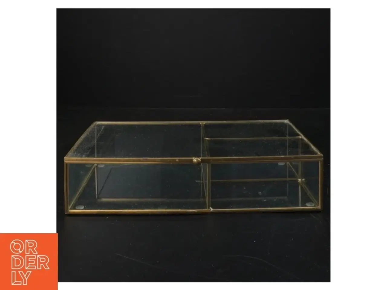 Billede 1 - Glasvitrine med messingramme (str. 25x16 cm)