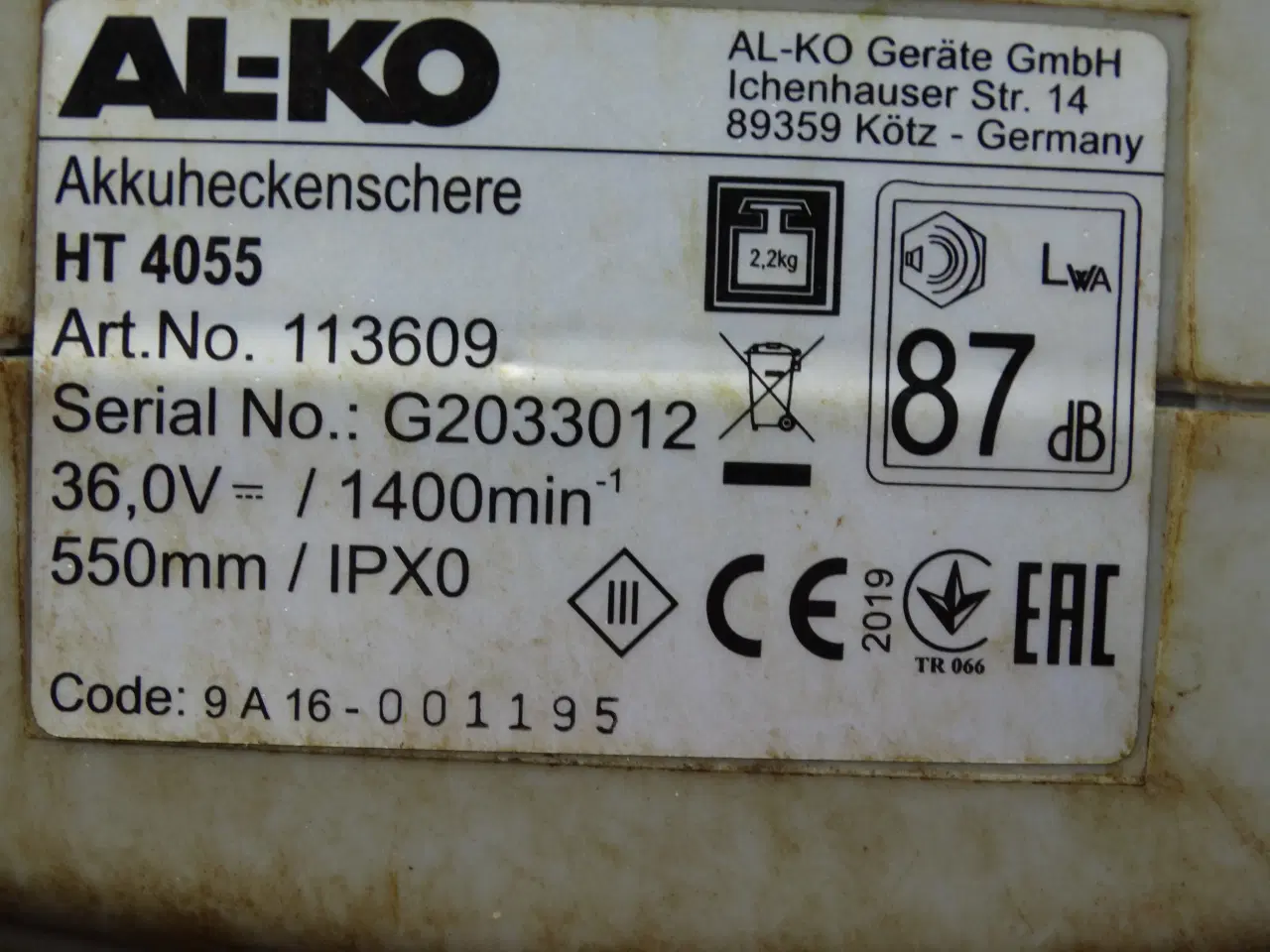 Billede 1 - AL-KO 36 V HT 4055