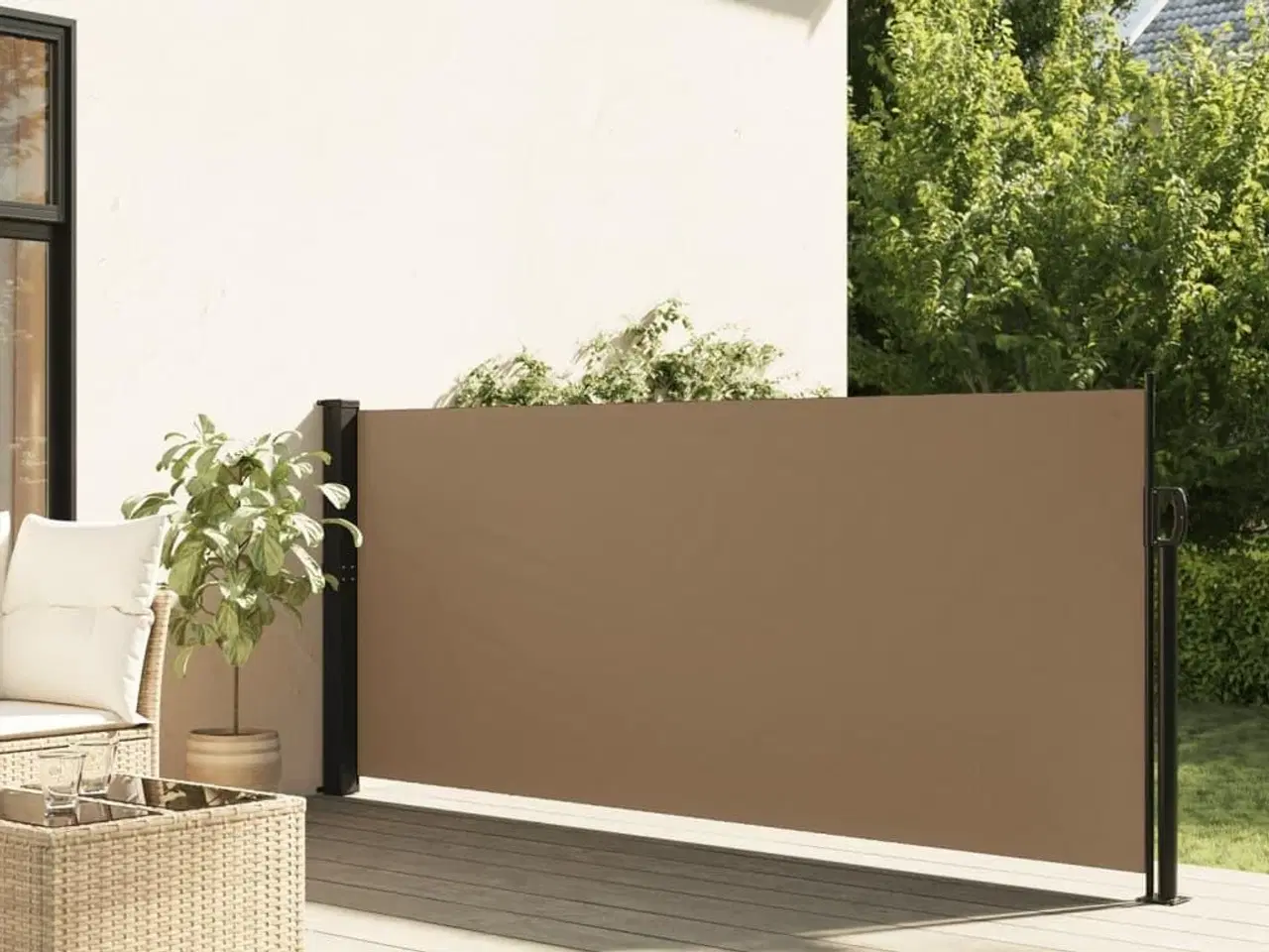 Billede 1 - Sammenrullelig sidemarkise 120x500 cm gråbrun