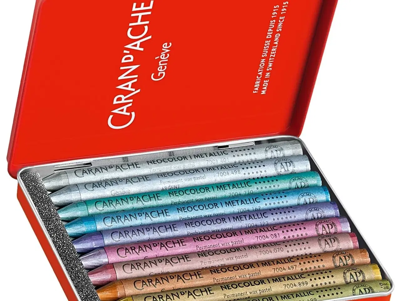 Billede 1 - CARAN D’ACHE Neocolor I, L: 10 cm, tykkelse 8,5 mm, metallicfarver, 10stk./ 1 pk.