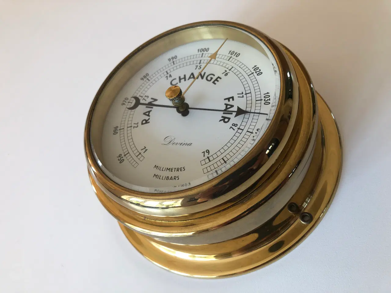 Billede 2 - Skibsbarometer i messing fra Devina