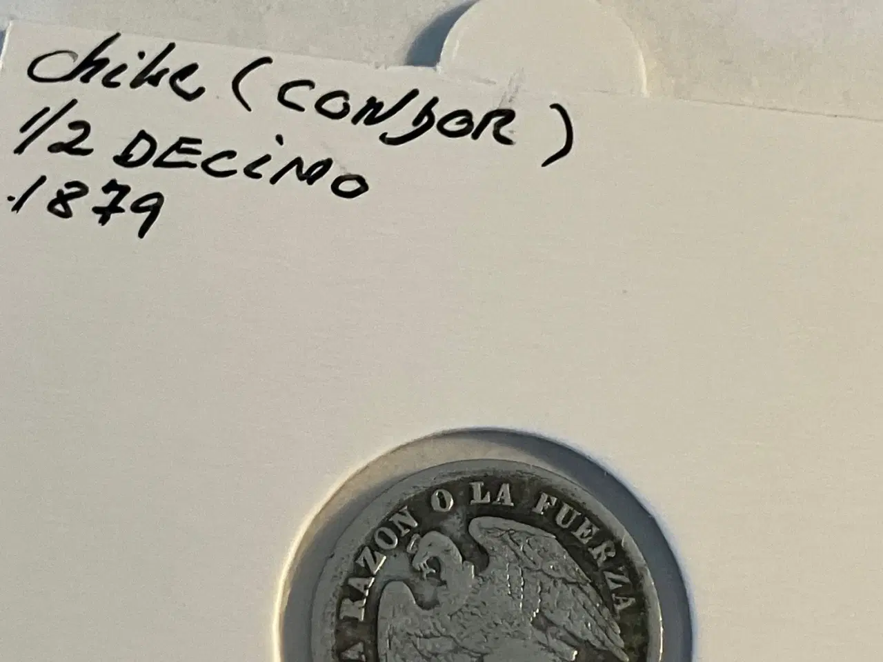 Billede 1 - 1/2 Decimo 1879 Chile