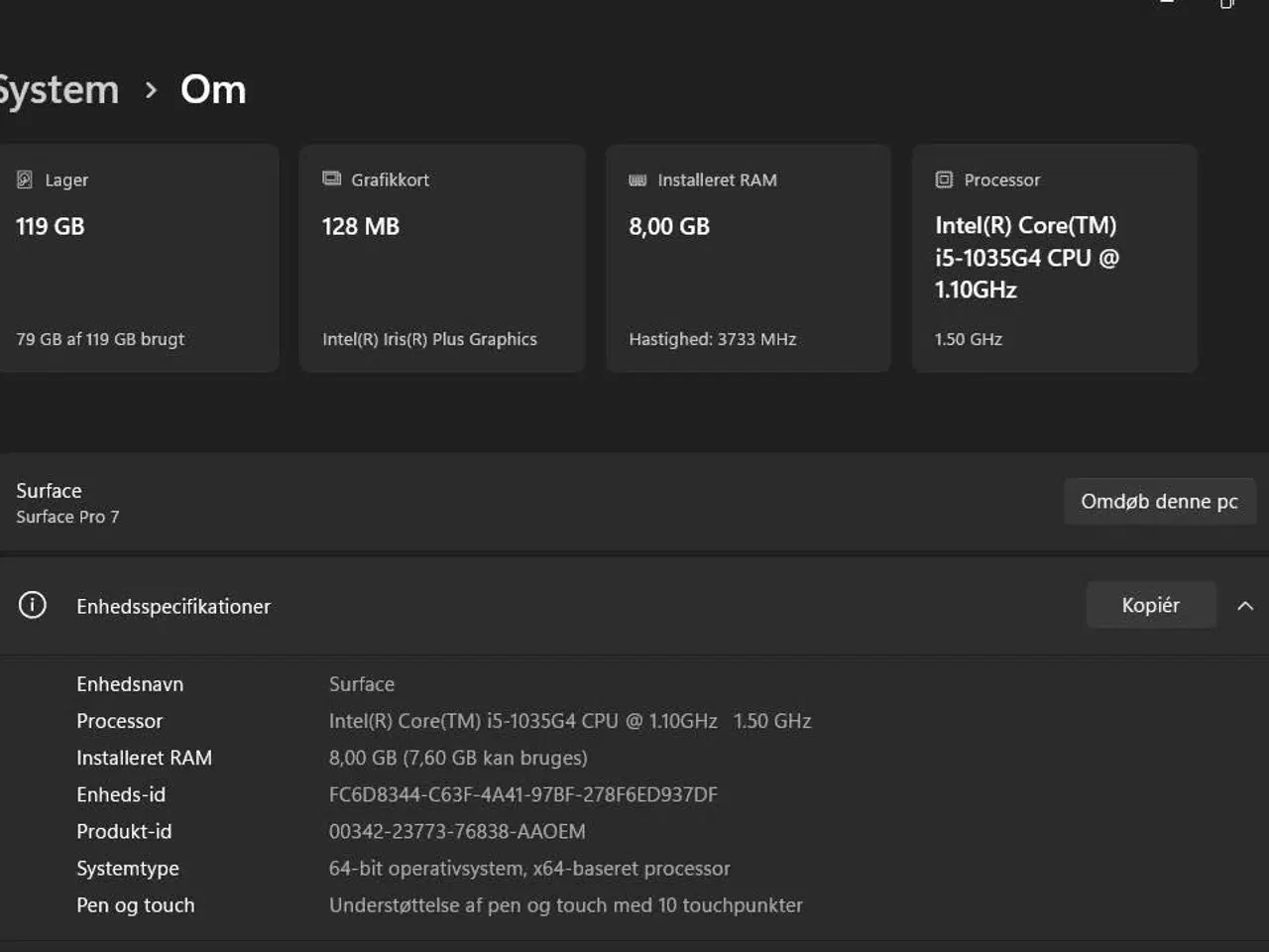 Billede 12 - Microsoft Surface Pro Tablet 12.3" Grå