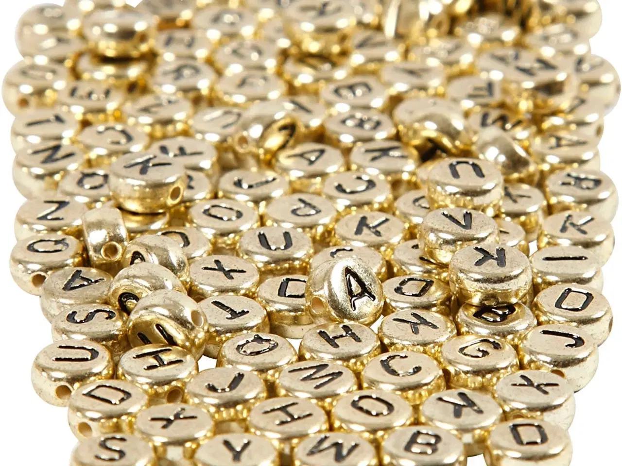 Billede 1 - Guld Bogstavperler 7 mm - Kreative Projekter