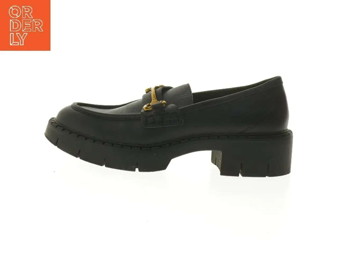 Billede 1 - Sort læder loafers med gulddetaljer fra Mng (str. 36 )
