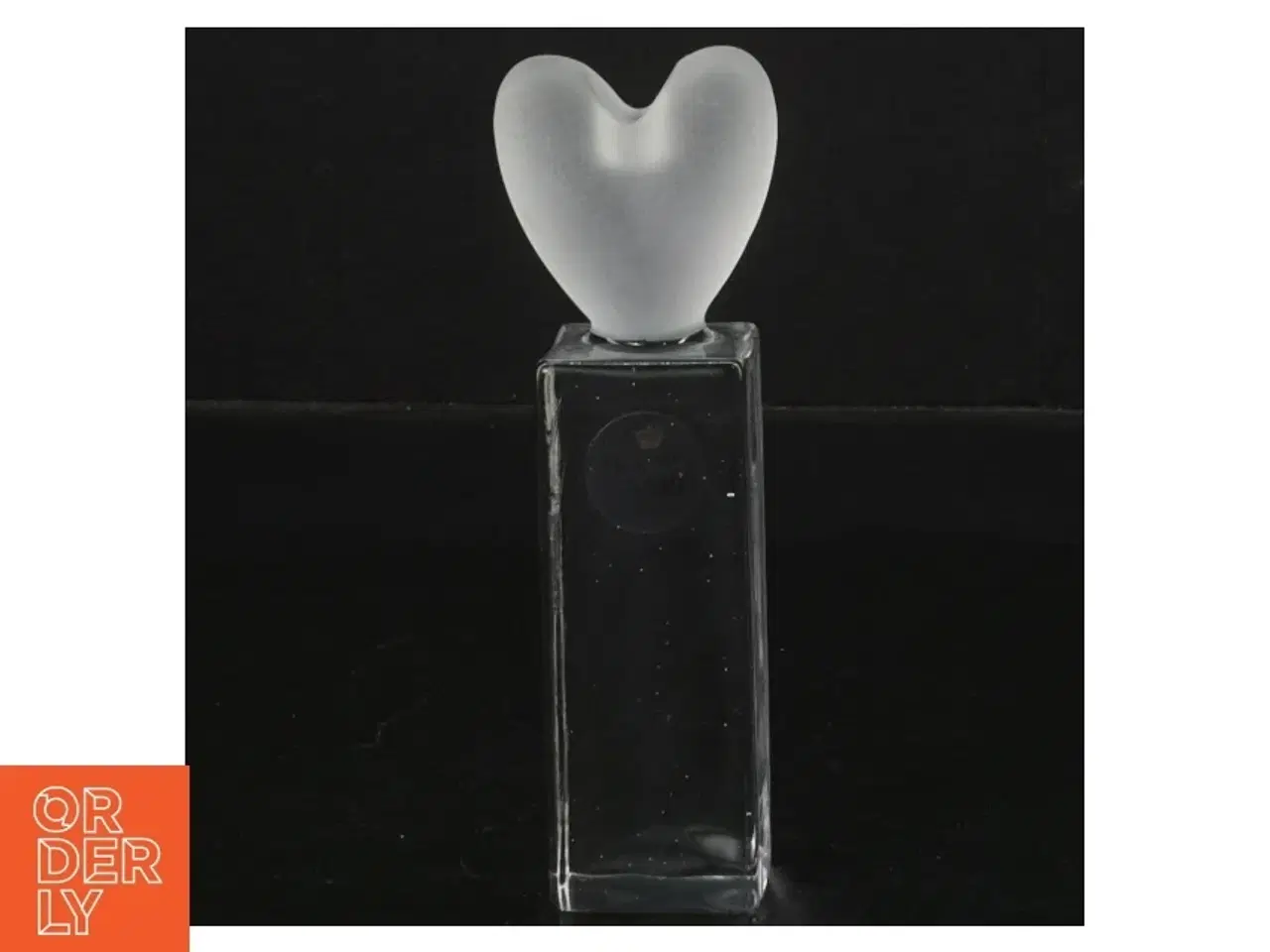 Billede 1 - Glaskunst hjerteformet med satinfinish fra Holmegaard (str. 12 cm)