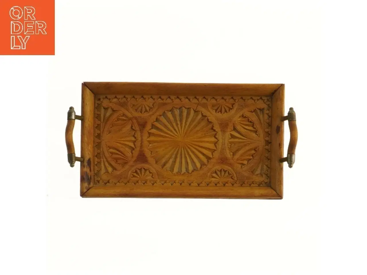 Billede 3 - Art Nouveau Træbakke med udskæringer (str. 24x14 cm)