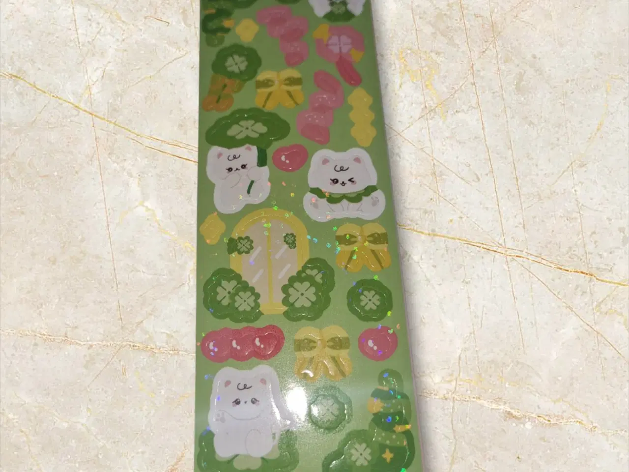 Billede 1 - Grønne og Hvide Klistermærker – Perlemorsglans til